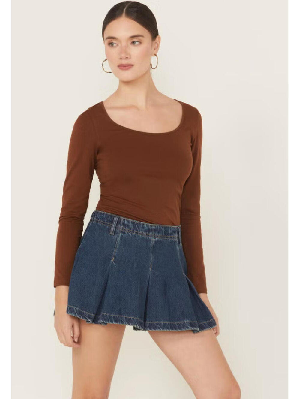 Free People sz 28 boho jean pleated mini skirt dark wash new w/ tags